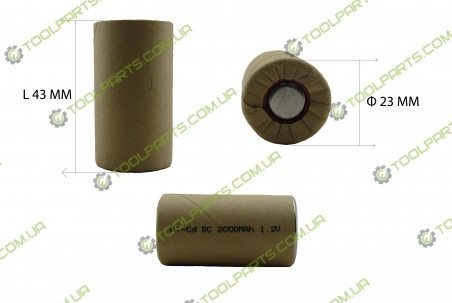 Элемент (банка) аккумулятора 1.2V Ni-Cd 2000mAh